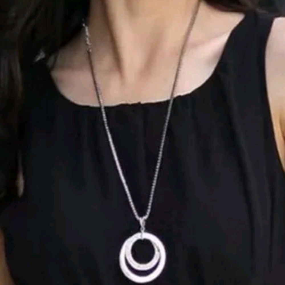 Crystal Rhinestone Silver Plated Pendant Necklace